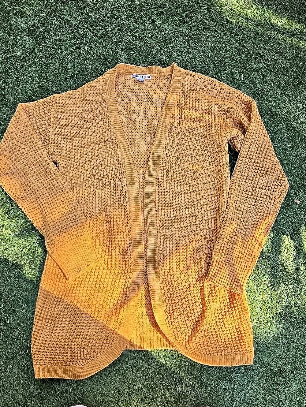 MORAL FIBER Knit Cardigan in Yellow Size Medium